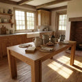 71 Long Dining Table for 4-6, Farmhouse Wood Kitchen Dining Room Table w/Thickened Sturdy Frame, Rectangular, for Kitchen, Apartment, Dinner