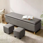 Panca portaoggetti Amalia con due pouf e motivi a trama a diamante|ART OF LIVING DESIGNS