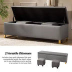 Panca portaoggetti Amalia con due pouf e motivi a trama a diamante|ART OF LIVING DESIGNS