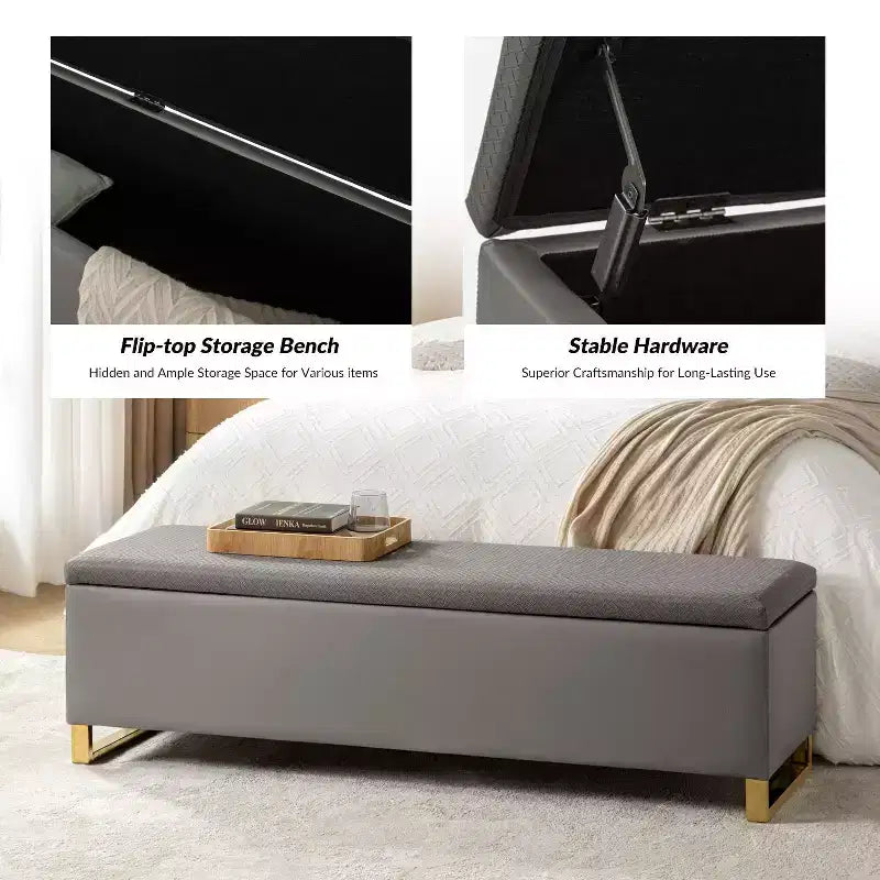 Panca portaoggetti Amalia con due pouf e motivi a trama a diamante|ART OF LIVING DESIGNS