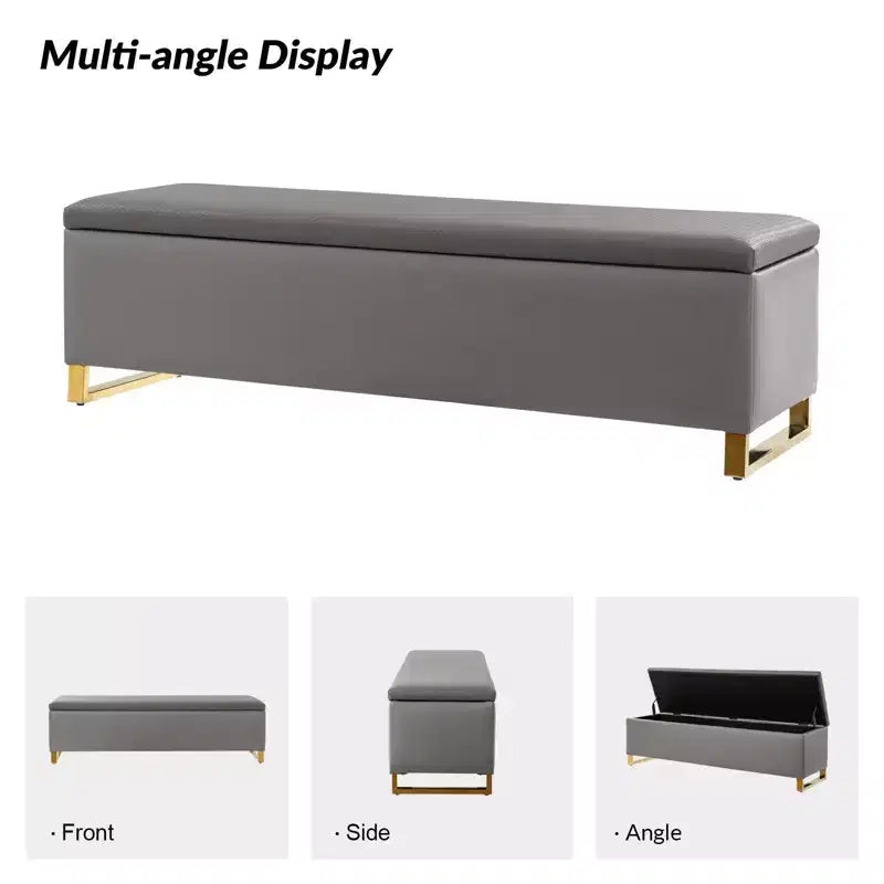 Panca portaoggetti Amalia con due pouf e motivi a trama a diamante|ART OF LIVING DESIGNS