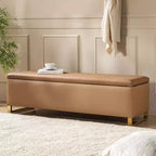Panca portaoggetti Amalia con due pouf e motivi a trama a diamante|ART OF LIVING DESIGNS