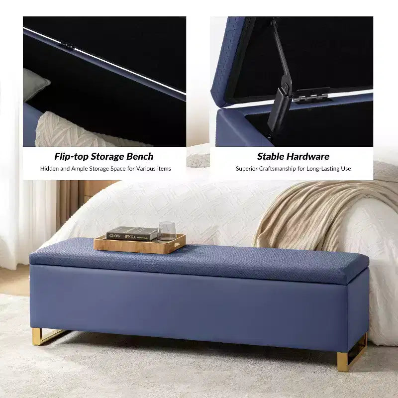 Panca portaoggetti Amalia con due pouf e motivi a trama a diamante|ART OF LIVING DESIGNS