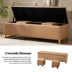 Panca portaoggetti Amalia con due pouf e motivi a trama a diamante|ART OF LIVING DESIGNS