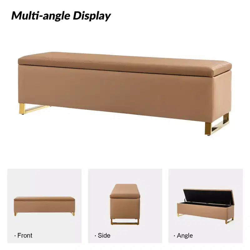 Panca portaoggetti Amalia con due pouf e motivi a trama a diamante|ART OF LIVING DESIGNS