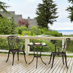Set Bistro da Esterno 3 Pezzi, Tavolo e Sedie in Alluminio Pressofuso con Foro per Ombrellone, Piedini Regolabili per Giardino