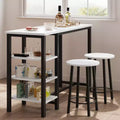 Compact bar table and chair set, space-saving design with 3 large storage shelves  perfect for small apartments, offices, or bars.