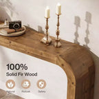 Consolle Lantine da 179 cm in Legno Massello, Tavolo da Divano in Stile Rustico con Angoli a Cascata per Ingresso, Soggiorno, Dietro al Divano, Legno Naturale