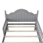 Struttura letto singola Whisen, letto a piattaforma in legno con testiera e pediera, sponde di sicurezza perimetrali