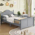 Whisen Twin Size Bed Frame, Wood Platform Bed with Headboard and Footboard, Around Safety Guardrails