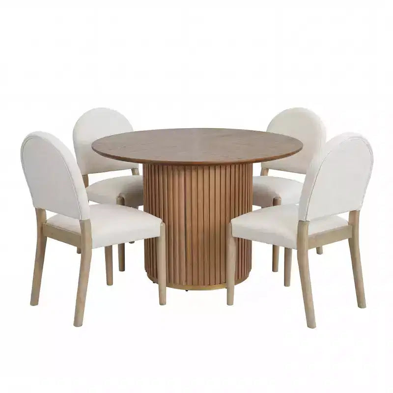 Christopher Knight Home Sarita Ensemble de salle à manger moderne 5 pièces avec table et chaises rembourrées en bois d'hévéa