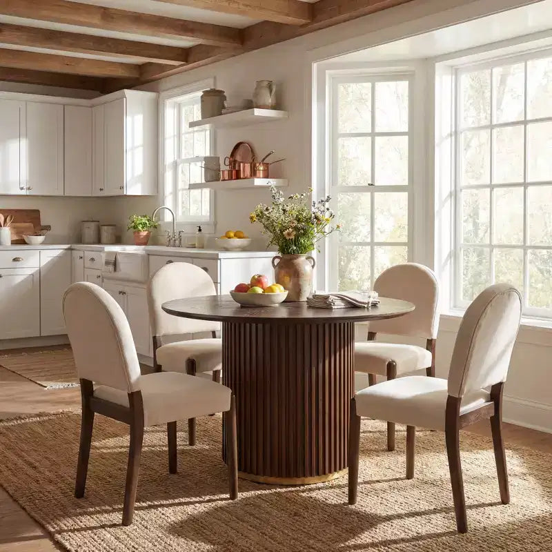 Christopher Knight Home Sarita Ensemble de salle à manger moderne 5 pièces avec table et chaises rembourrées en bois d'hévéa