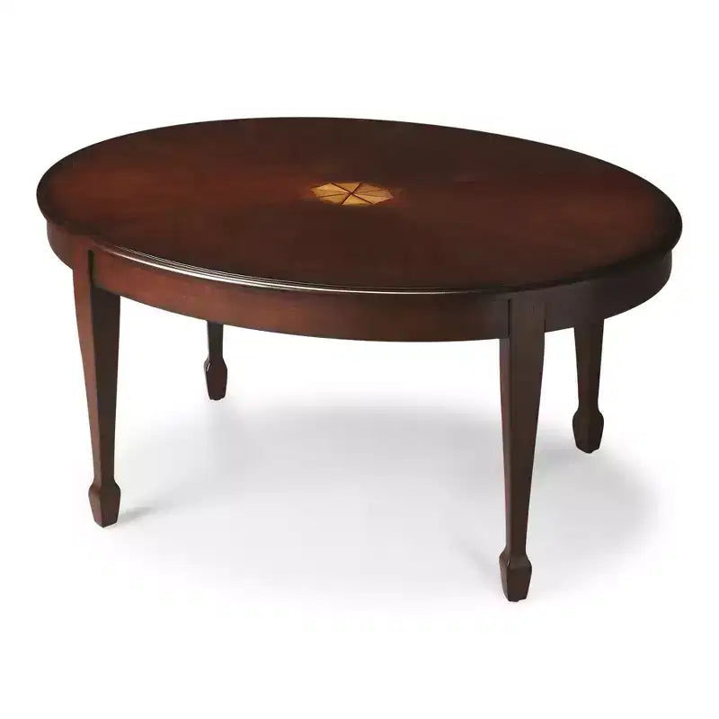 HomeRoots 38 Brown and Dark Brown Wood Oval Coffee Table