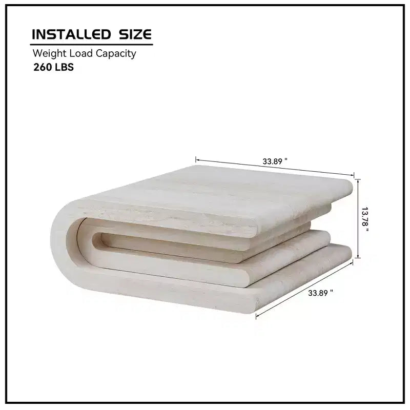 Tavolino moderno stratificato con motivo in travertino GDFStudio Laurine