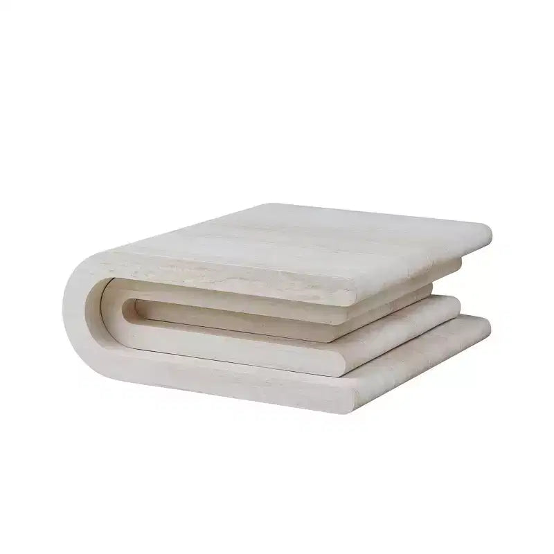 Tavolino moderno stratificato con motivo in travertino GDFStudio Laurine