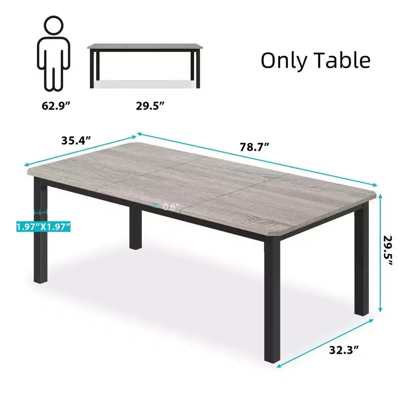 Tavolo da Pranzo Industriale per 6~8 Persone, Tavolo Rettangolare da Cucina e Sala da Pranzo Lungo 200 cm per 6, Ideale per Cene o Riunioni - Marrone Retrò