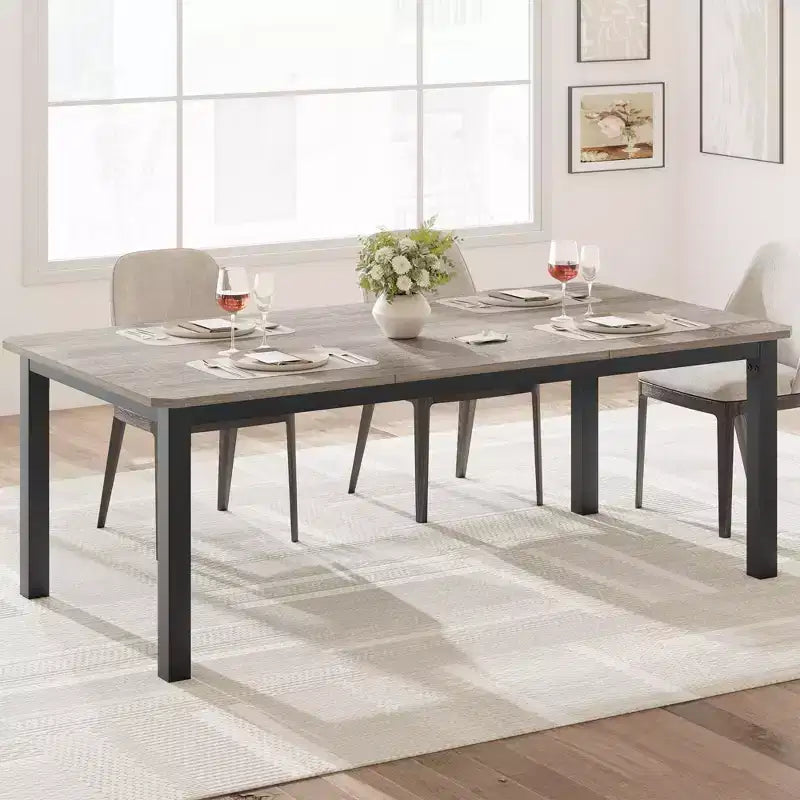 Tavolo da Pranzo Industriale per 6~8 Persone, Tavolo Rettangolare da Cucina e Sala da Pranzo Lungo 200 cm per 6, Ideale per Cene o Riunioni - Marrone Retrò