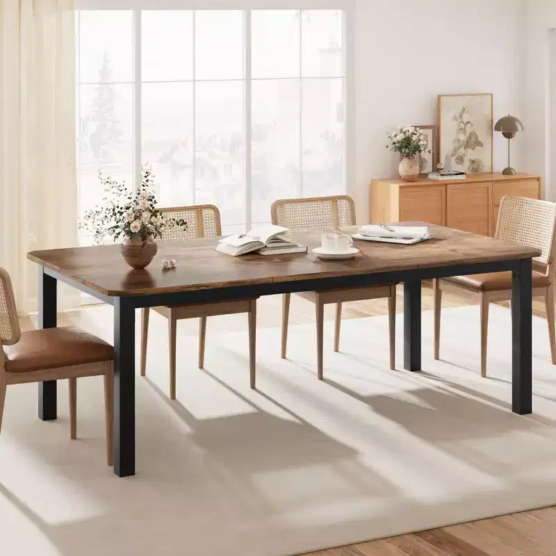 Table à manger industrielle pour 6 à 8 personnes, 200 cm de long, rectangulaire, pour cuisine et salle à manger, idéale pour les dîners ou les réunions - Marron rétro