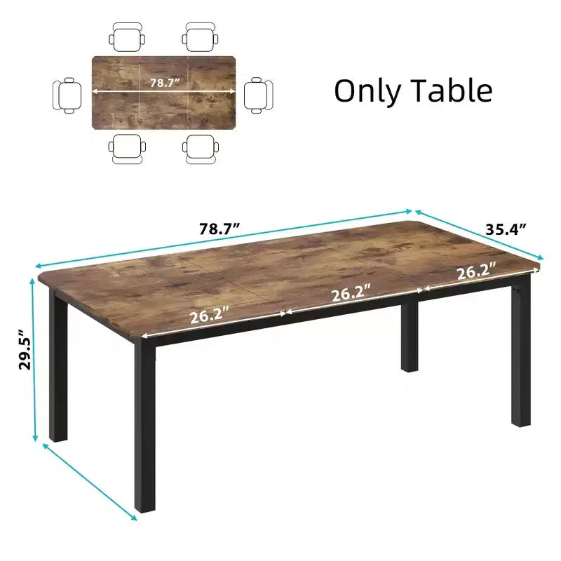 Tavolo da Pranzo Industriale per 6~8 Persone, Tavolo Rettangolare da Cucina e Sala da Pranzo Lungo 200 cm per 6, Ideale per Cene o Riunioni - Marrone Retrò