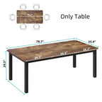 Tavolo da Pranzo Industriale per 6~8 Persone, Tavolo Rettangolare da Cucina e Sala da Pranzo Lungo 200 cm per 6, Ideale per Cene o Riunioni - Marrone Retrò