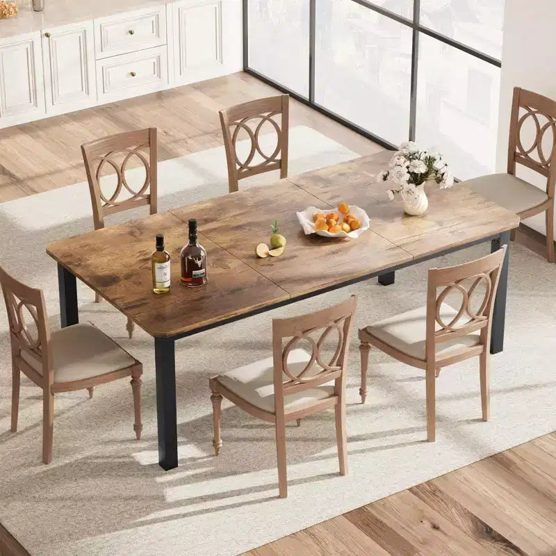 Industrial Dining Table for 6~8 People, 78.7 Long Kitchen & Dining Room Rectangle Dinner Room Table for 6 Ideal for Dinner Or Meetings -Retro Brown
