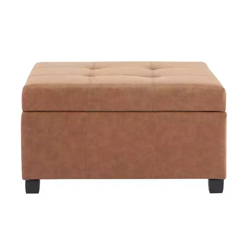 Pouf contenitore in similpelle quadrato da 89 cm con coperchio sollevabile, contenitore nascosto, per soggiorno o camera da letto