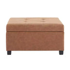 Pouf contenitore in similpelle quadrato da 89 cm con coperchio sollevabile, contenitore nascosto, per soggiorno o camera da letto