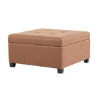 Pouf contenitore in similpelle quadrato da 89 cm con coperchio sollevabile, contenitore nascosto, per soggiorno o camera da letto
