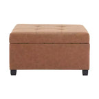 Pouf contenitore in similpelle quadrato da 89 cm con coperchio sollevabile, contenitore nascosto, per soggiorno o camera da letto