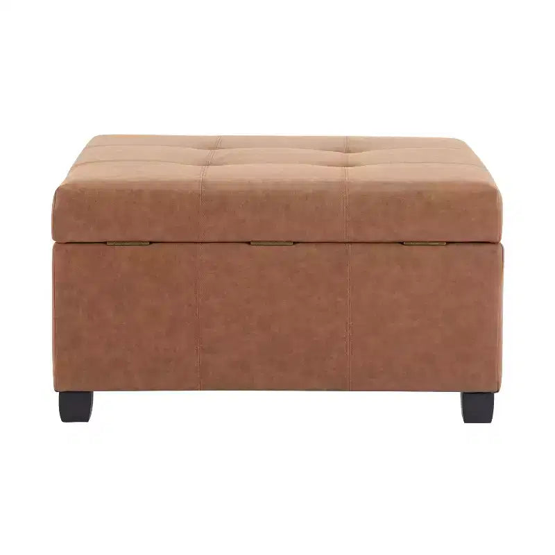 Pouf contenitore in similpelle quadrato da 89 cm con coperchio sollevabile, contenitore nascosto, per soggiorno o camera da letto