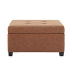 Pouf contenitore in similpelle quadrato da 89 cm con coperchio sollevabile, contenitore nascosto, per soggiorno o camera da letto