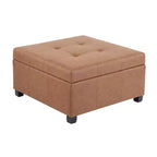 Pouf contenitore in similpelle quadrato da 89 cm con coperchio sollevabile, contenitore nascosto, per soggiorno o camera da letto
