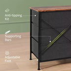 Meuble TV de 63 po avec 8 tiroirs en tissu, cadre en acier pour téléviseurs jusqu'à 75 po, commode de rangement pour le salon ou la chambre à coucher