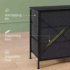 Meuble TV de 63 po avec 8 tiroirs en tissu, cadre en acier pour téléviseurs jusqu'à 75 po, commode de rangement pour le salon ou la chambre à coucher
