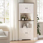 Corner Storage Cabinet, Farmhouse Small Floor Corner Cabinet with Door and Adjustable Shelf, Narrow Cabinet for Bathroom, Living Room, Kitchen