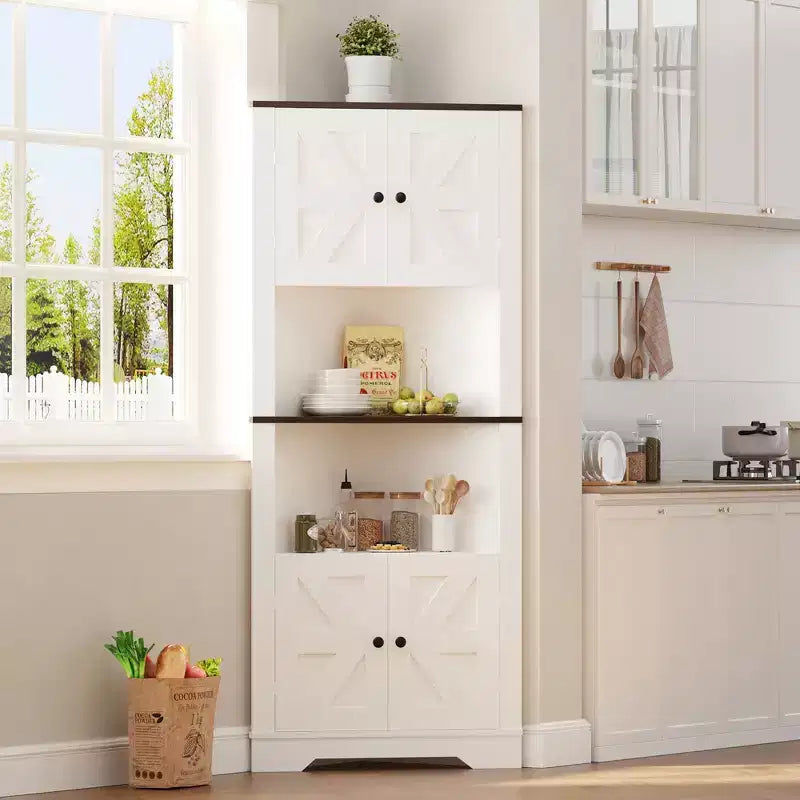 Meuble d'angle de rangement, petit meuble d'angle de style fermier avec porte et étagère réglable, meuble étroit pour salle de bain, salon, cuisine