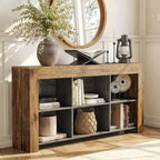 Lantine 63-inch Narrow Console Table with 6 Storage Cubes, Farmhouse Style for Entryway, Living Room, Sofa Side Use.