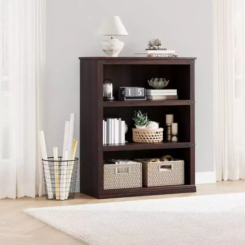 Étagère de ferme en bois rustique avec étagères de rangement ouvertes, présentoir autoportant robuste pour bureau, salon, chambre.