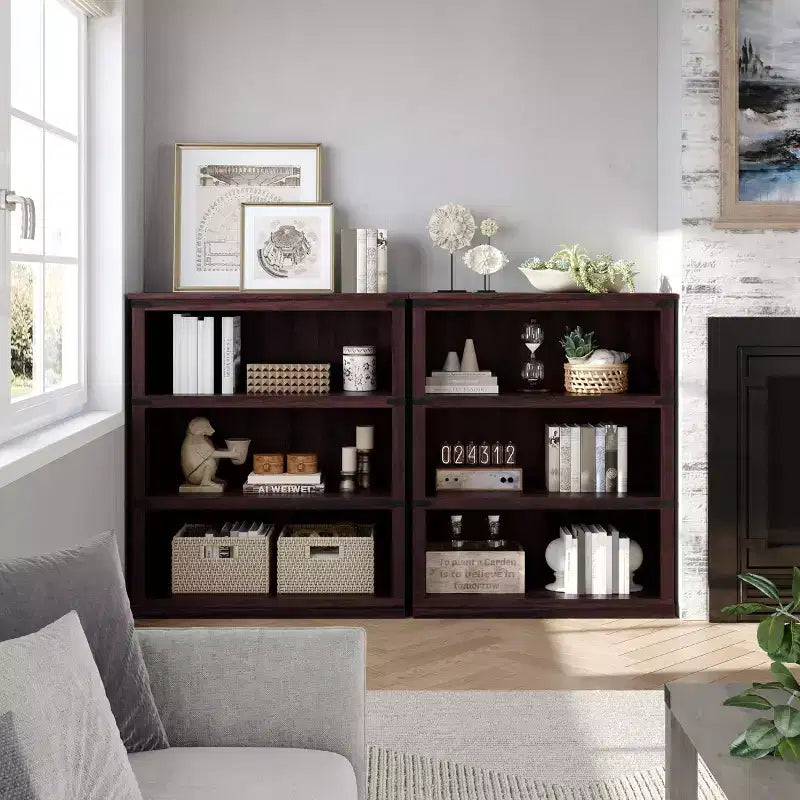 Étagère de ferme en bois rustique avec étagères de rangement ouvertes, présentoir autoportant robuste pour bureau, salon, chambre.