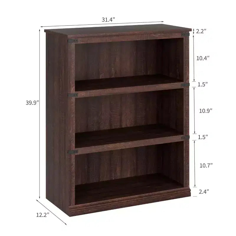 Étagère de ferme en bois rustique avec étagères de rangement ouvertes, présentoir autoportant robuste pour bureau, salon, chambre.