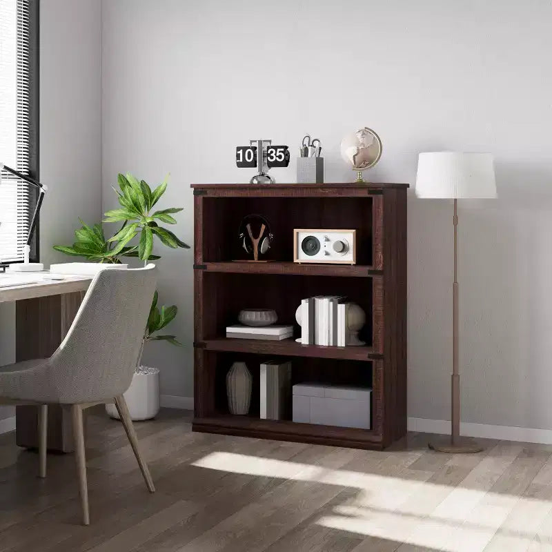 Étagère de ferme en bois rustique avec étagères de rangement ouvertes, présentoir autoportant robuste pour bureau, salon, chambre.