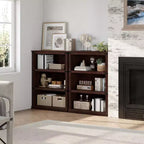 Étagère de ferme en bois rustique avec étagères de rangement ouvertes, présentoir autoportant robuste pour bureau, salon, chambre.