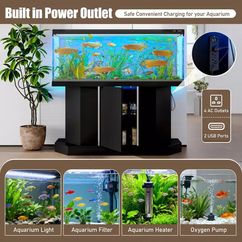 Mobile per acquario moderno in legno Logan di GDFStudio con presa di corrente e armadietto