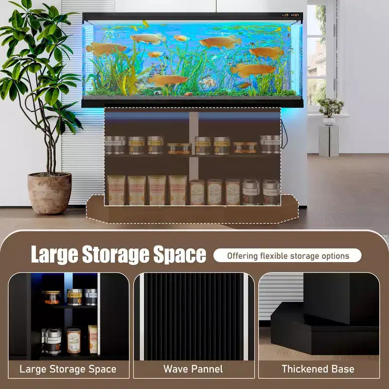 Mobile per acquario moderno in legno Logan di GDFStudio con presa di corrente e armadietto