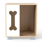 Table d'appoint avec niche pour chien Costway, condo pour chien en bois avec fenêtre en forme d'os et pieds épais en métal