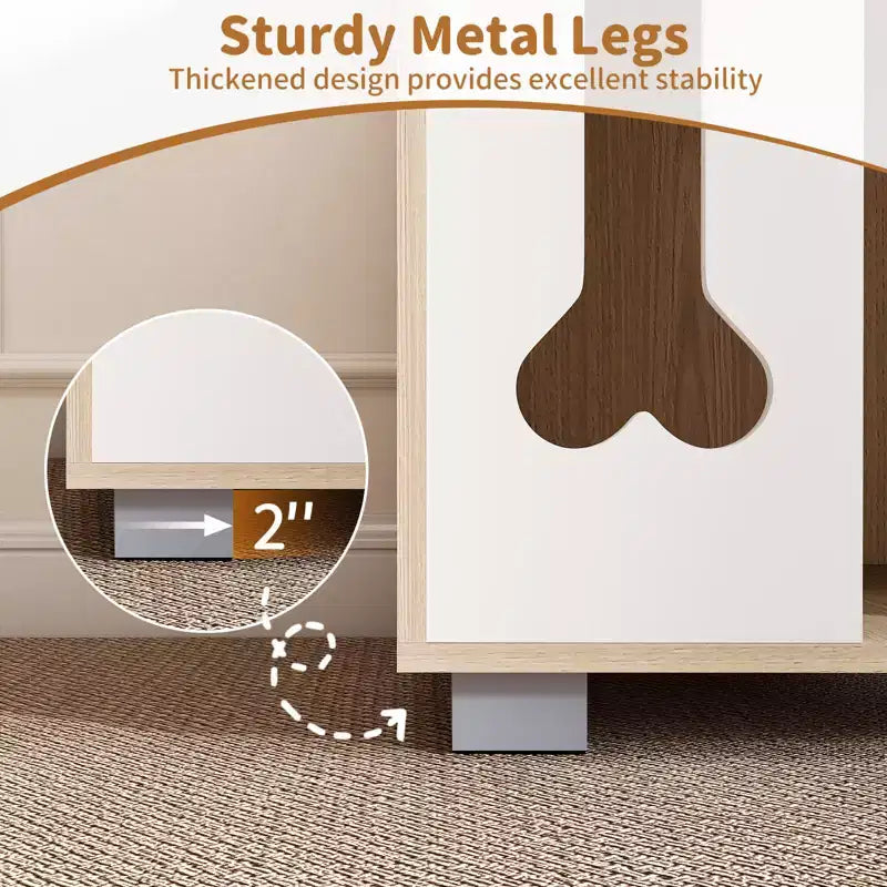 Table d'appoint avec niche pour chien Costway, condo pour chien en bois avec fenêtre en forme d'os et pieds épais en métal