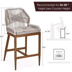 Sgabelli da bar alti da bancone, set da 4, sgabelli da bar in rattan alti 63 cm, sedia da pranzo con schienale per casa, design ergonomico confortevole con schienale e braccioli, marrone