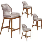 Sgabelli da bar alti da bancone, set da 4, sgabelli da bar in rattan alti 63 cm, sedia da pranzo con schienale per casa, design ergonomico confortevole con schienale e braccioli, marrone