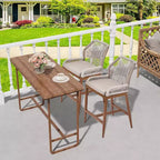 Sgabelli da bar alti da bancone, set da 4, sgabelli da bar in rattan alti 63 cm, sedia da pranzo con schienale per casa, design ergonomico confortevole con schienale e braccioli, marrone