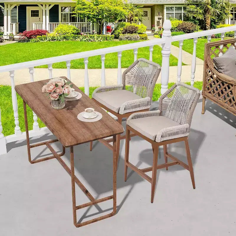 Sgabelli da bar alti da bancone, set da 4, sgabelli da bar in rattan alti 63 cm, sedia da pranzo con schienale per casa, design ergonomico confortevole con schienale e braccioli, marrone